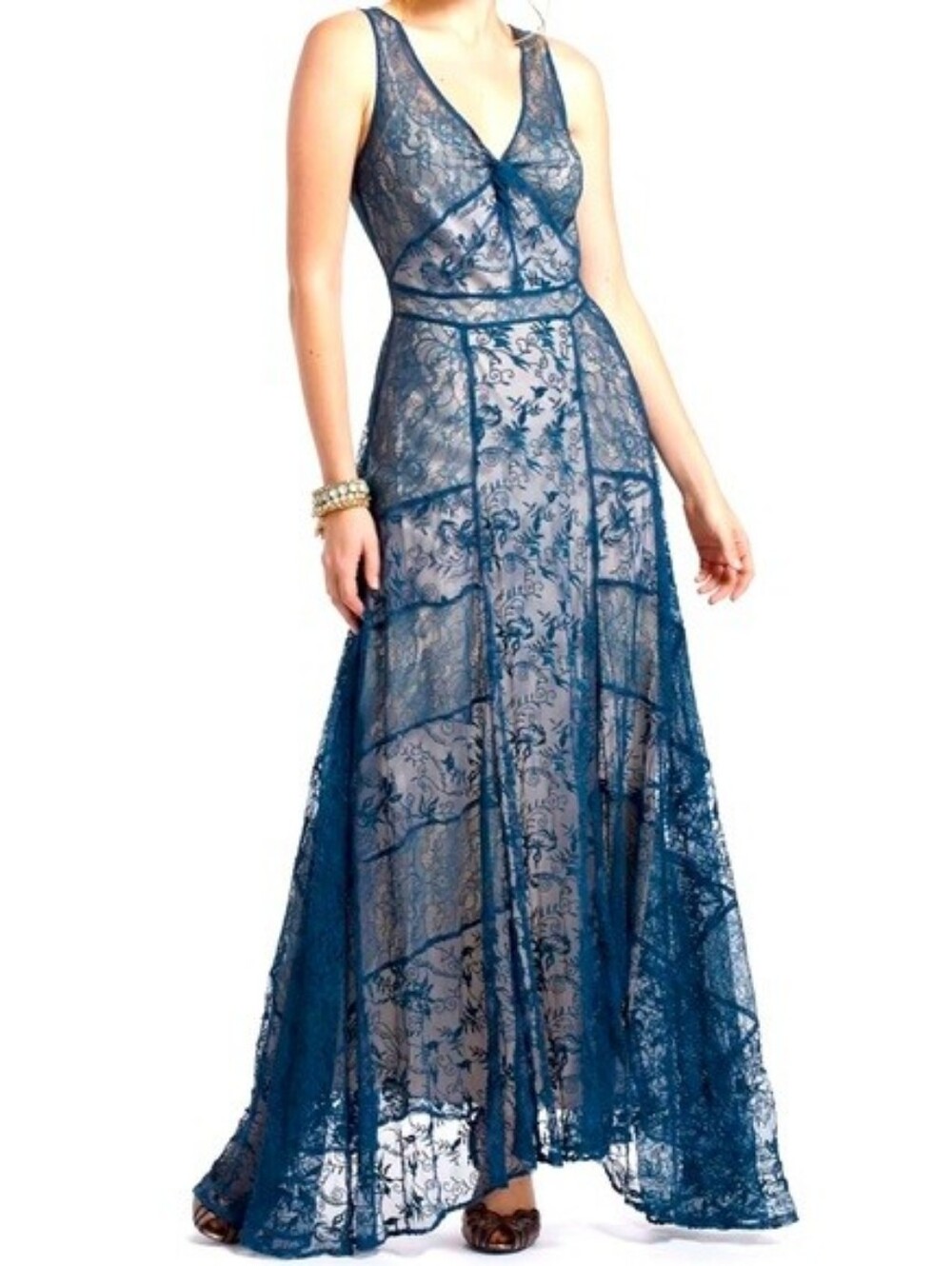 Lil by Anthopologie Hera Maxi Dress in Blue Lace - Picture 3 of 14